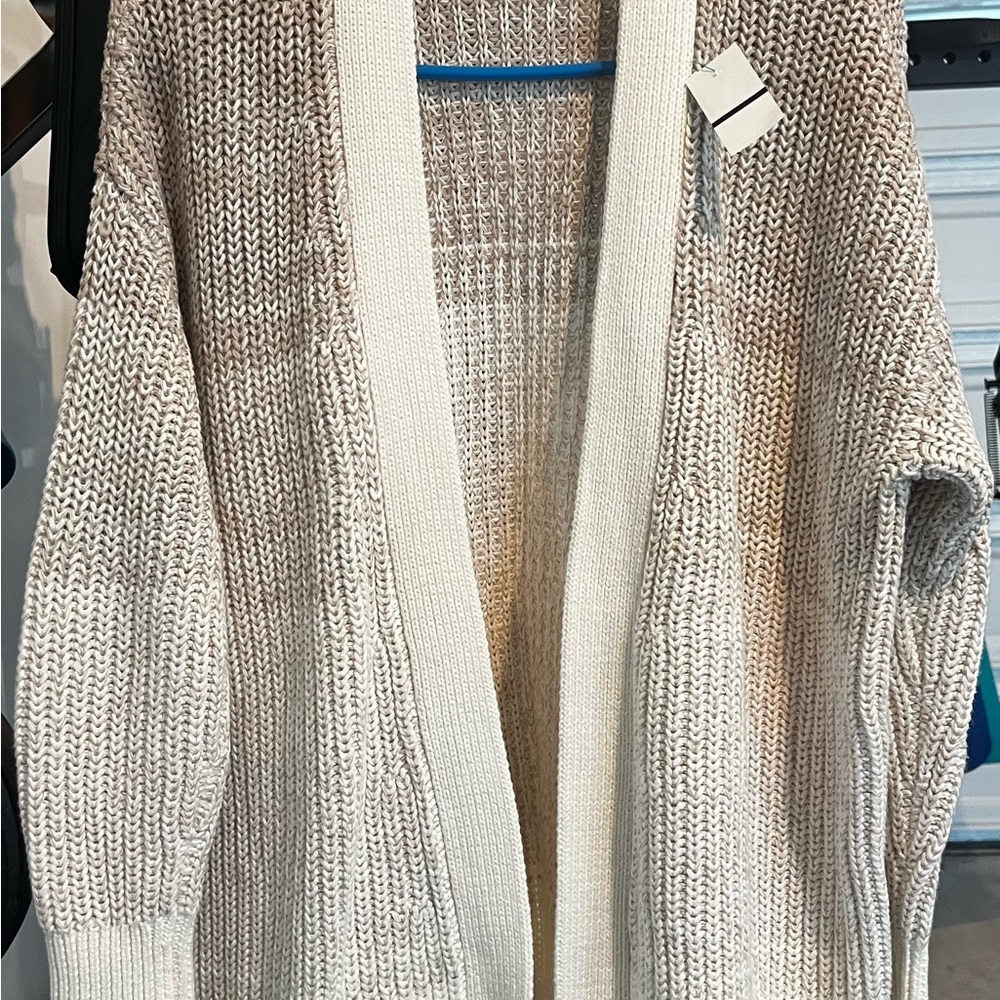 Haven Well Within Cozy Cream and Tan Knit Cardigan